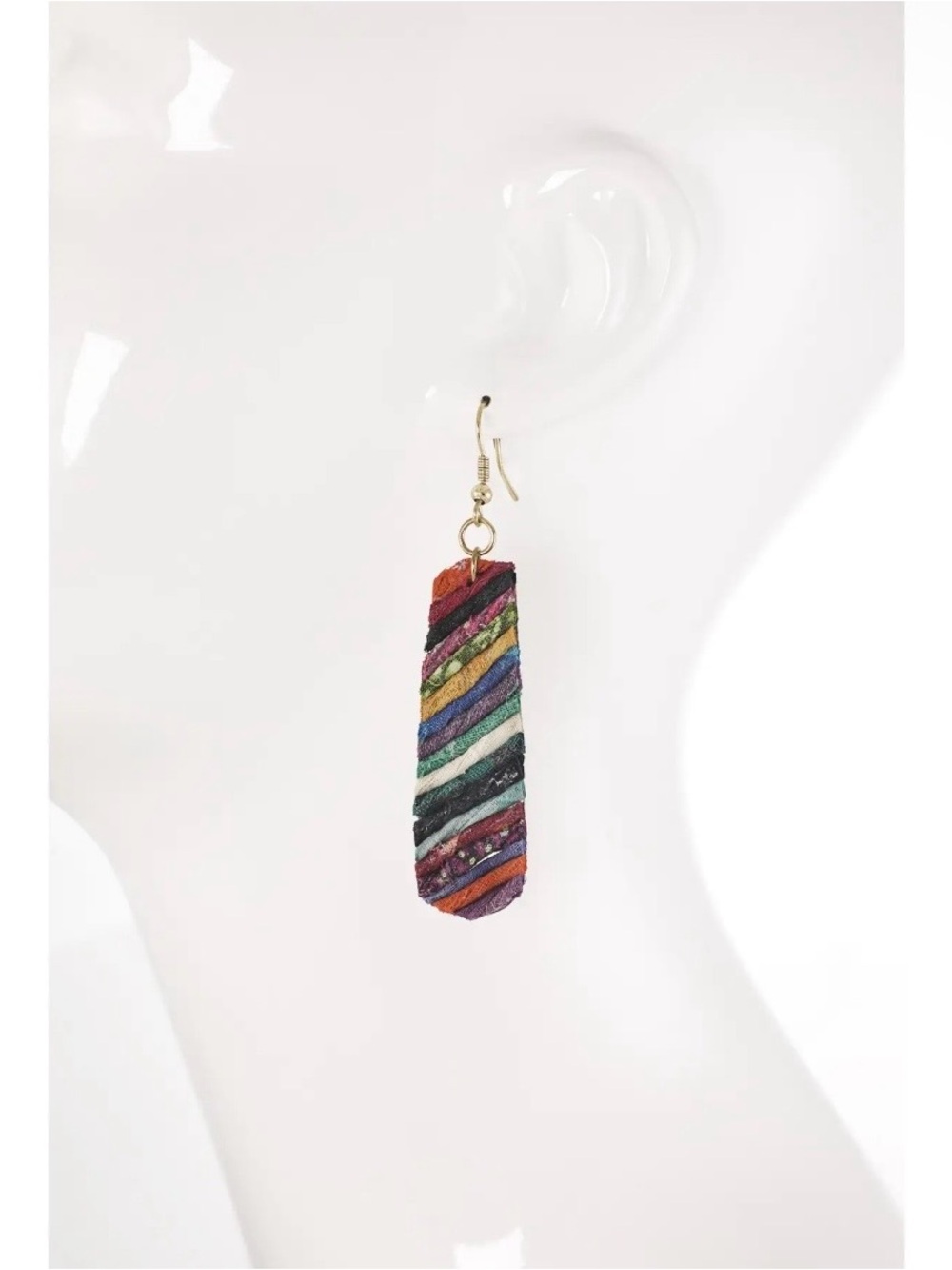 Marionette Upcycled Sari Statement Earrings | Handmade in India - Picture 3 of 3